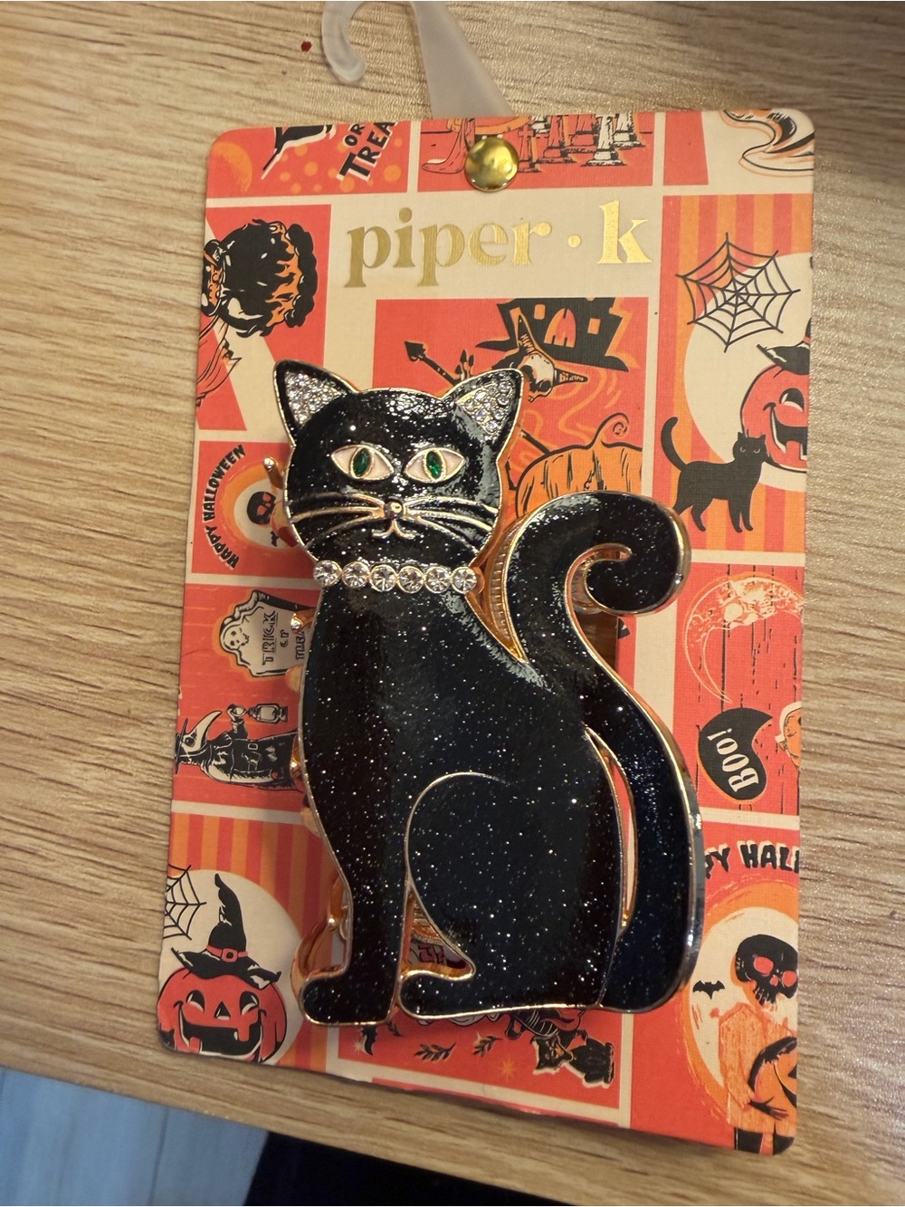 Piper Black Glitter Cat claw with Rhinestone Collar